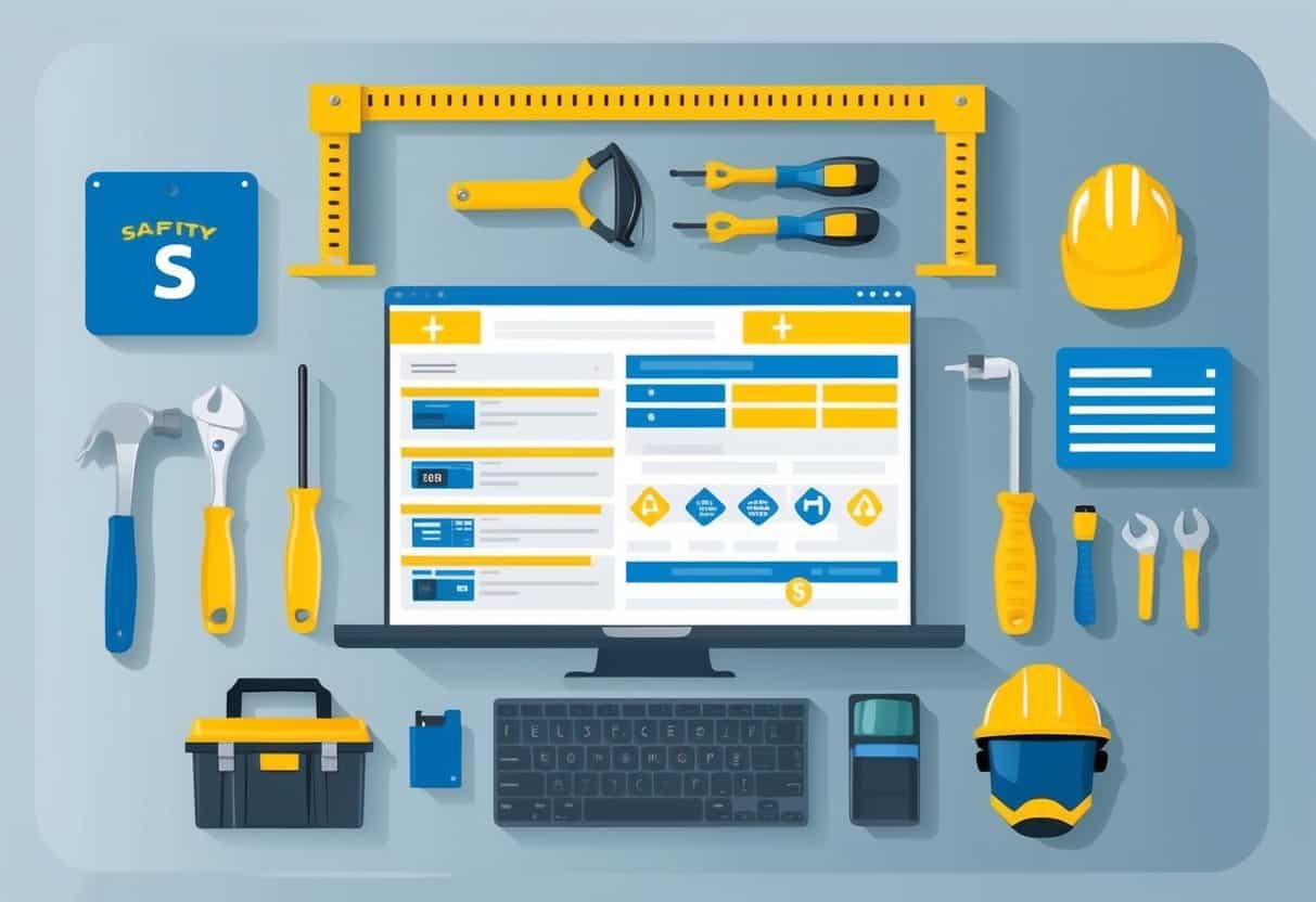 A safety compliance platform with tools and equipment arranged neatly on a clean, organized workspace