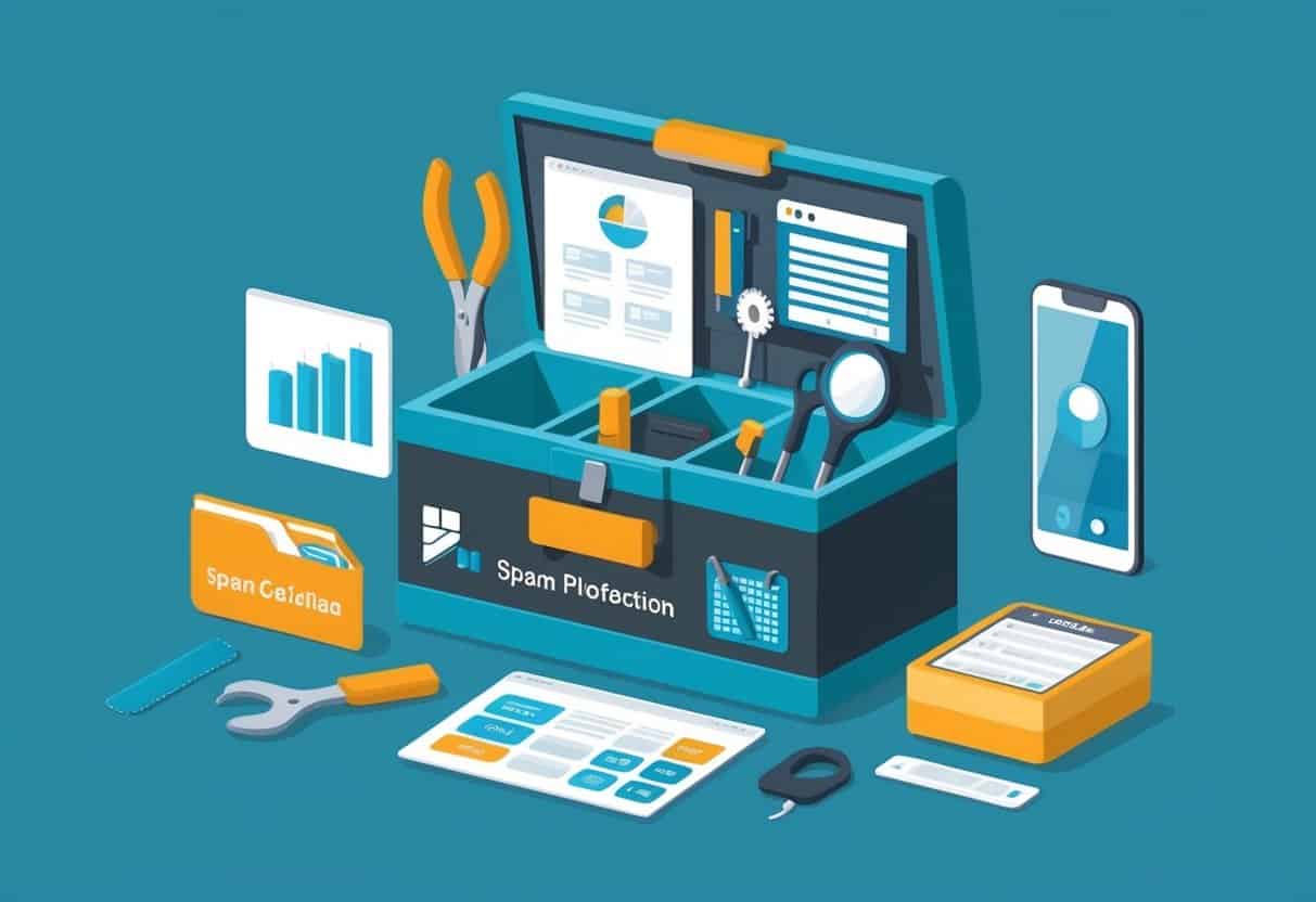 A modern toolbox with various tools representing reputation management consulting